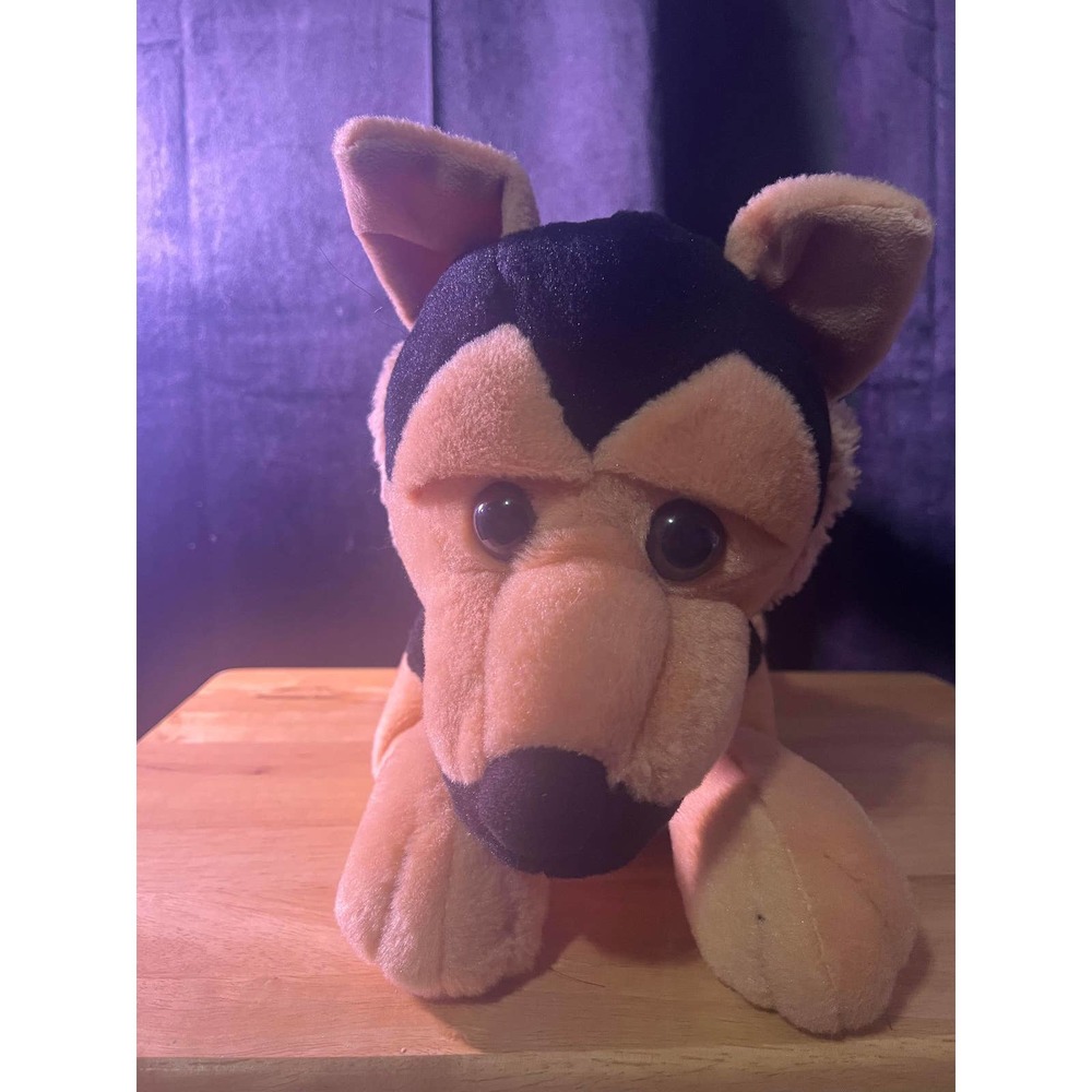 Black and Tan German Shepherd Plush Puppy Dog Laying Down 18" Long